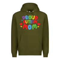 Army Green LIL Autism Mom Premium Hoodie - CowhideDigitalArt