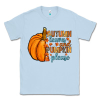 Dusty Blue Autumn leaves and pumpkin please Classic Tee - RanaPortraitStore