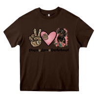 Chocolate Brown peace love dachshund Heavy Core Tee - JahusDesignShop
