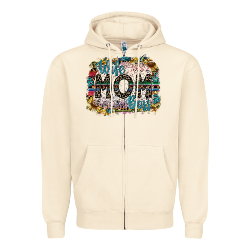 Wife Mom Boss Zipper Hoodie by SublimationCraftShop | Teevron