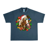 Midnight Navy horse christmas wreath Urban Heavy Tee - CowGirlArtShop
