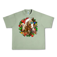 Oil Green horse christmas wreath Urban Heavy Tee - CowGirlArtShop