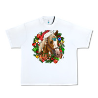 White horse christmas wreath Urban Heavy Tee - CowGirlArtShop