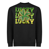 Black Lucky Clover Heavyweight Sweatshirt - CowhideDigitalArt
