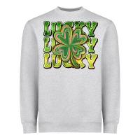 Heather Grey Lucky Clover Heavyweight Sweatshirt - CowhideDigitalArt