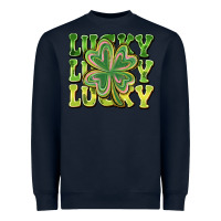 Navy Lucky Clover Heavyweight Sweatshirt - CowhideDigitalArt