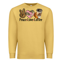 Antique Gold peace love coffee Premium Sweatshirt - BarkalooDesign