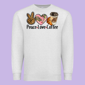Peace Love Coffee Premium Sweatshirt Designed By Barkaloodesign