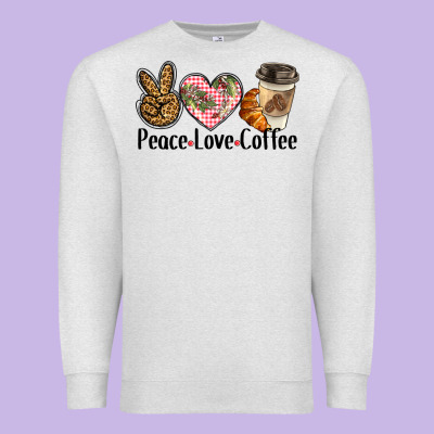 Peace Love Coffee Premium Sweatshirt Designed By Barkaloodesign