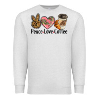Oatmeal Heather peace love coffee Premium Sweatshirt - BarkalooDesign