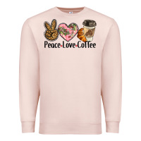 Pale Pink peace love coffee Premium Sweatshirt - BarkalooDesign