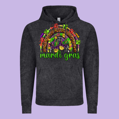 Mardi Gras Rainbow And Masks Vintage Hoodie Designed By Howdyjamesfarm