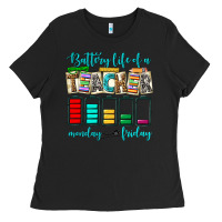 Black battery life of a teacher monday friday Ladies Tee - NancyCooperArtShop