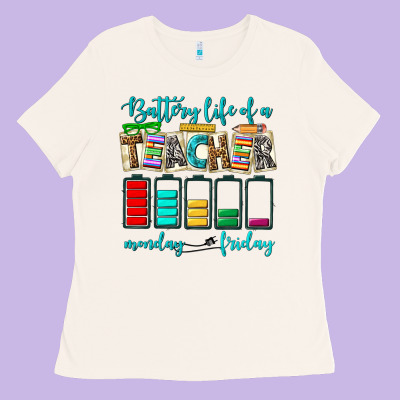 Battery Life Of A Teacher Monday Friday Ladies Tee Designed By Nancycooperartshop