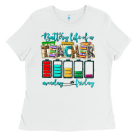 White battery life of a teacher monday friday Ladies Tee - NancyCooperArtShop