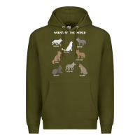 Army Green Wolves Of The World Educational Wolf Gift Premium Hoodie - trangStudio