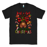 Black just a girl who loves christmas afro messy bun Classic Tee - texasbilliewilder