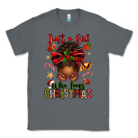 Charcoal Heather just a girl who loves christmas afro messy bun Classic Tee - texasbilliewilder