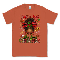 Copper just a girl who loves christmas afro messy bun Classic Tee - texasbilliewilder