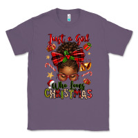 Lavender just a girl who loves christmas afro messy bun Classic Tee - texasbilliewilder