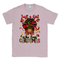 Lilac just a girl who loves christmas afro messy bun Classic Tee - texasbilliewilder