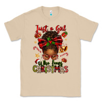 Mushroom just a girl who loves christmas afro messy bun Classic Tee - texasbilliewilder