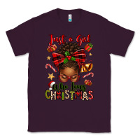 Plum just a girl who loves christmas afro messy bun Classic Tee - texasbilliewilder