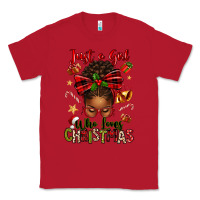 Red just a girl who loves christmas afro messy bun Classic Tee - texasbilliewilder