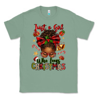 Sage just a girl who loves christmas afro messy bun Classic Tee - texasbilliewilder