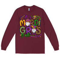 Burgundy it's mardi gras y'all gnomes Long Sleeve Tee - OliviaCreatesArt