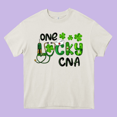 St. Patrick's Day One Lucky Cna Heavy Core Tee Designed By Ranaportraitstore