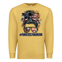 Antique Gold americanmom messy bun Premium Sweatshirt - BarkalooDesign