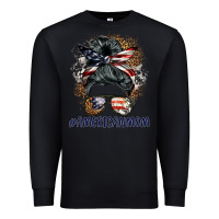 Black americanmom messy bun Premium Sweatshirt - BarkalooDesign
