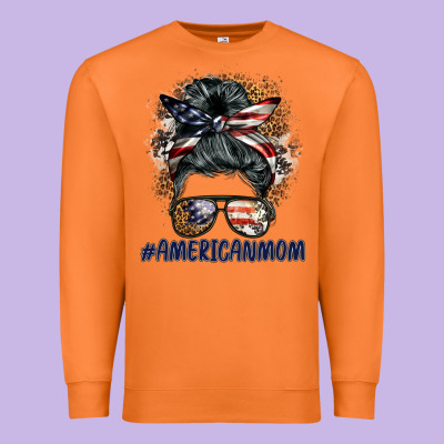 Americanmom Messy Bun Premium Sweatshirt Designed By Barkaloodesign