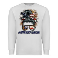 Dove Grey americanmom messy bun Premium Sweatshirt - BarkalooDesign