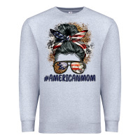 Heather Grey americanmom messy bun Premium Sweatshirt - BarkalooDesign