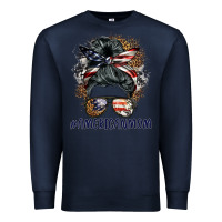 Navy americanmom messy bun Premium Sweatshirt - BarkalooDesign
