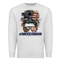 Oatmeal Heather americanmom messy bun Premium Sweatshirt - BarkalooDesign