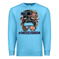 Ocean Blue americanmom messy bun Premium Sweatshirt - BarkalooDesign
