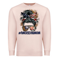 Pale Pink americanmom messy bun Premium Sweatshirt - BarkalooDesign