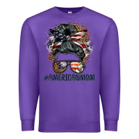 Purple americanmom messy bun Premium Sweatshirt - BarkalooDesign