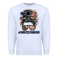 White americanmom messy bun Premium Sweatshirt - BarkalooDesign