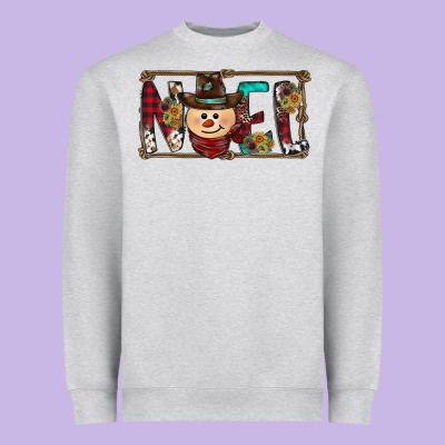 Noel Snowman Christmas Heavyweight Sweatshirt Designed By Cowhidedigitalart