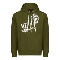 Army Green la hand sign lazy diy halloween costume skeleton los angeles pullover Premium Hoodie - trangStudio