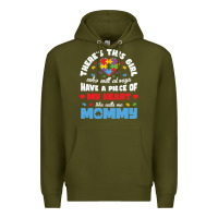 Army Green lil autism mom Premium Hoodie - CowhideDigitalArt