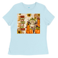 Baby Blue fall hay there pumpkin Ladies Tee - texasbilliewilder
