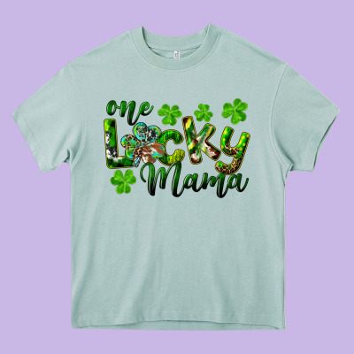 St. Patrick's Day One Lucky Mama Heavy Core Tee Designed By Ranaportraitstore