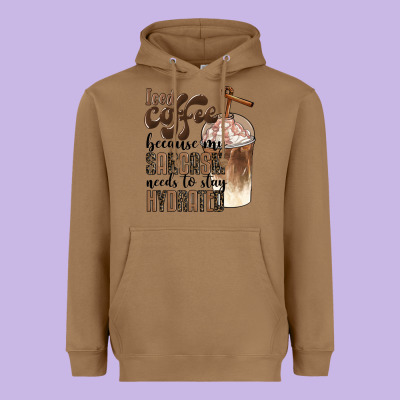 Iced Coffee Because My Sarcasm Needs To Stay Hydrated Heavyweight Hoodie Designed By Barkaloodesign