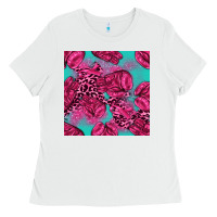 White breast cancer seamless pattern Ladies Tee - texasbilliewilder