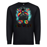 Black tie dye momlife messy bun Premium Sweatshirt - BarkalooDesign